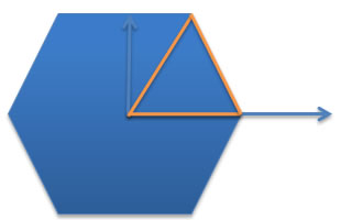 hexagon divided into six triangles